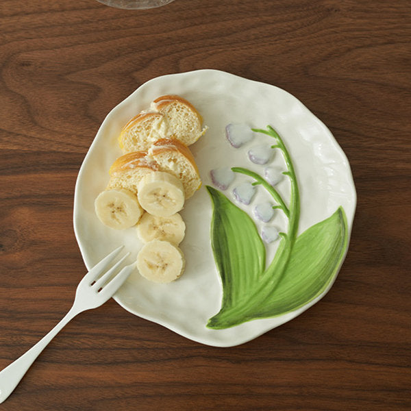 Ceramic Lily of the Valley Plate - Delicate Floral Design - Perfect for Dining