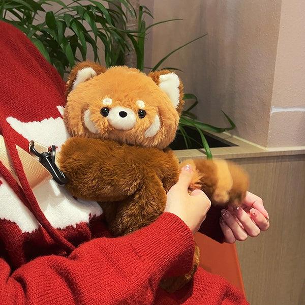 Red Panda Plush Bag - Cute Soft Toy Purse - 3 Sizes Available - Cozy & Adorable - Brown