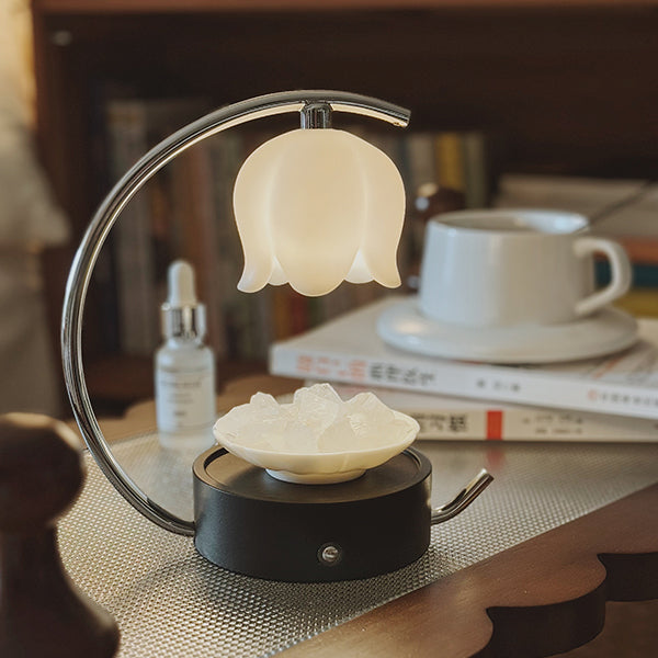 Lily of the Valley Aromatherapy Lamp - Crystal Stone - 800mAh Rechargeable Battery - Essential Oil Diffuser Light