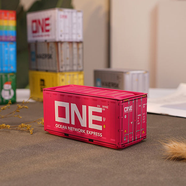 Retro Industrial Container Storage Box - Iron Desk Organizer - Vintage Mini Cargo Design