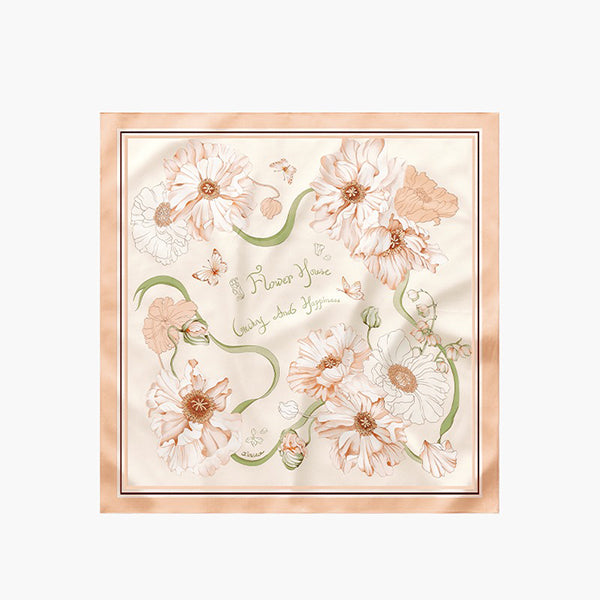 French Garden Silk Scarf - 100% Mulberry Silk - 15 Floral Designs - Elegant Gift for Mom