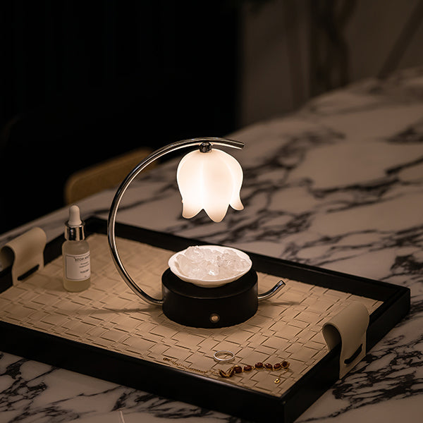 Lily of the Valley Aromatherapy Lamp - Crystal Stone - 800mAh Rechargeable Battery - Essential Oil Diffuser Light
