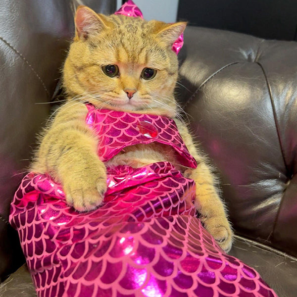 Pet Mermaid Tail Costume - Pink - Blue - Perfect for Cats and Dogs - Fun for Photoshoots