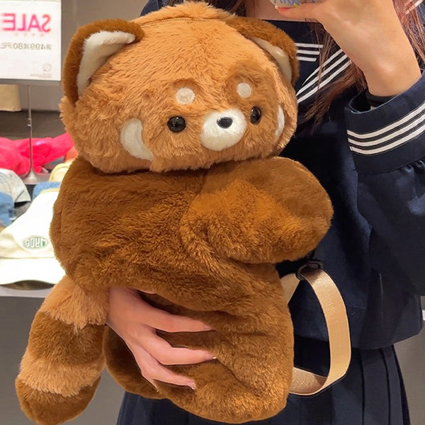 Red Panda Plush Bag - Cute Soft Toy Purse - 3 Sizes Available - Cozy & Adorable - Brown