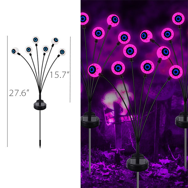 Halloween Solar Stake Lights - Creepy Eyeball Design - Outdoor Decoration - Solar-Powered