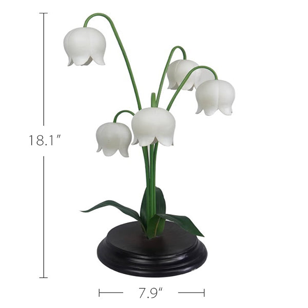 Elegant Lily of the Valley Table Lamp - Resin - Wood - Dimmable with Timer