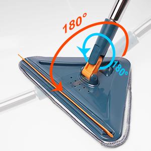 360° Triangle Wall & Ceiling Mop | Adjustable Long Handle with Squeegee & 6 Replacement Pads