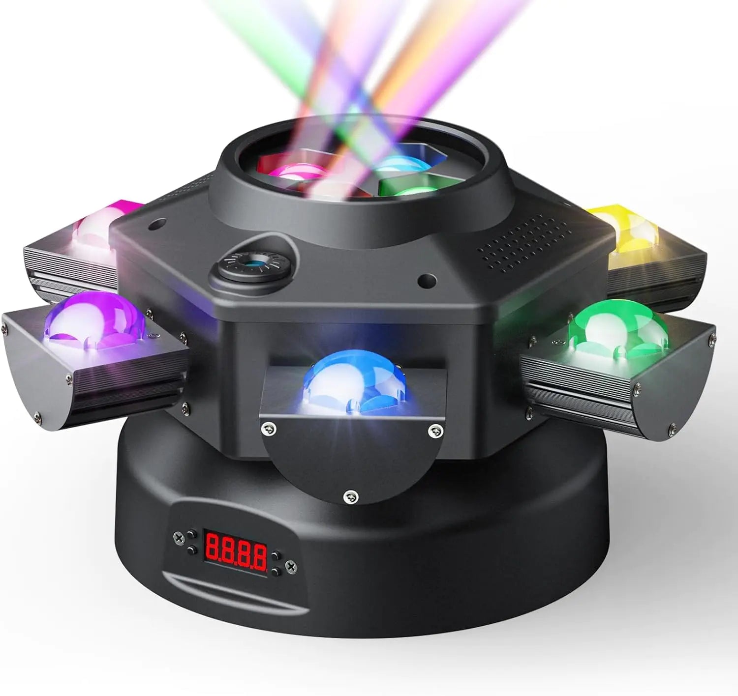 🔥Christmas Promotion $119.99🔥-150W Party Light: RGBW Moving Head with Voice Control & 6 LED Arms