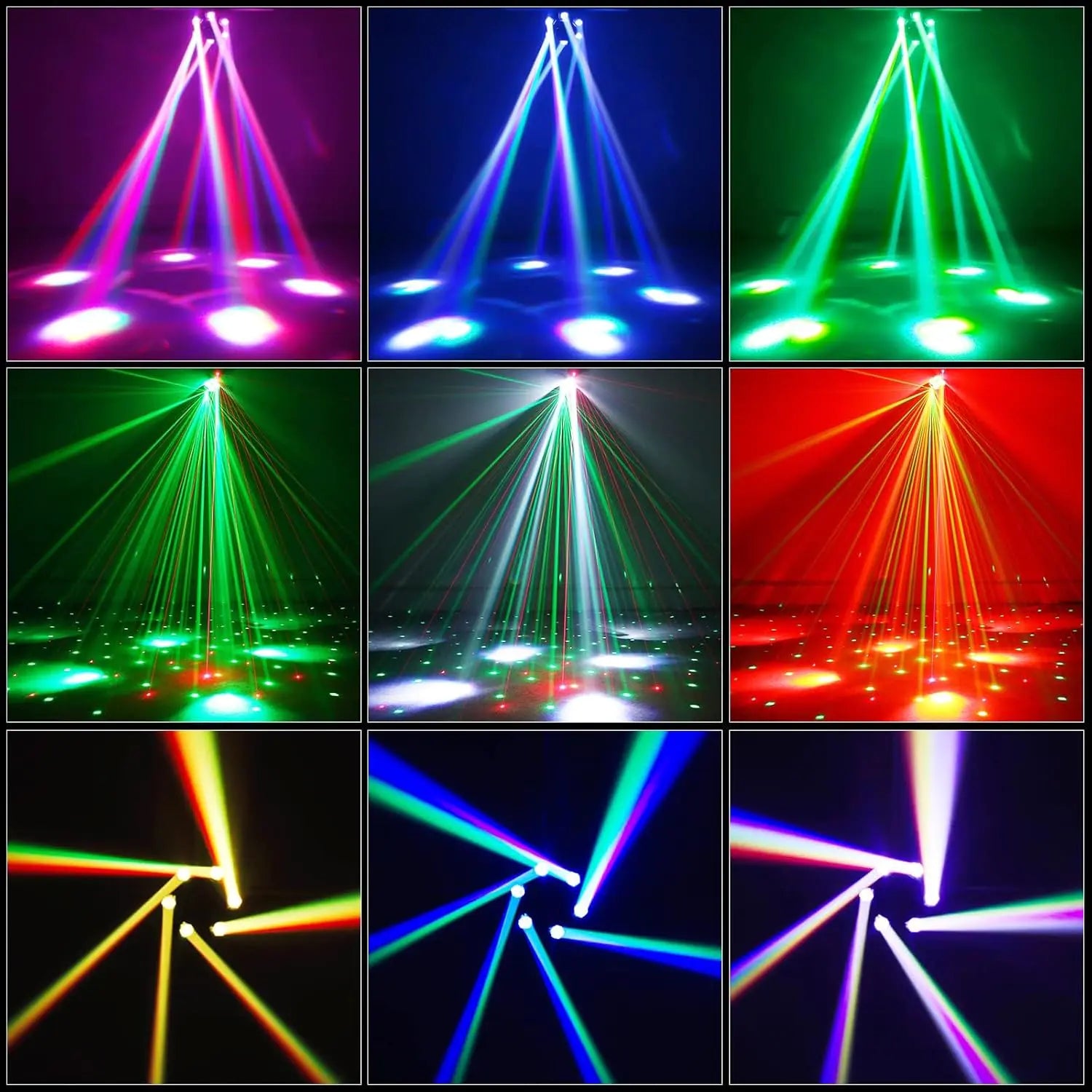 🔥Christmas Promotion $119.99🔥-150W Party Light: RGBW Moving Head with Voice Control & 6 LED Arms