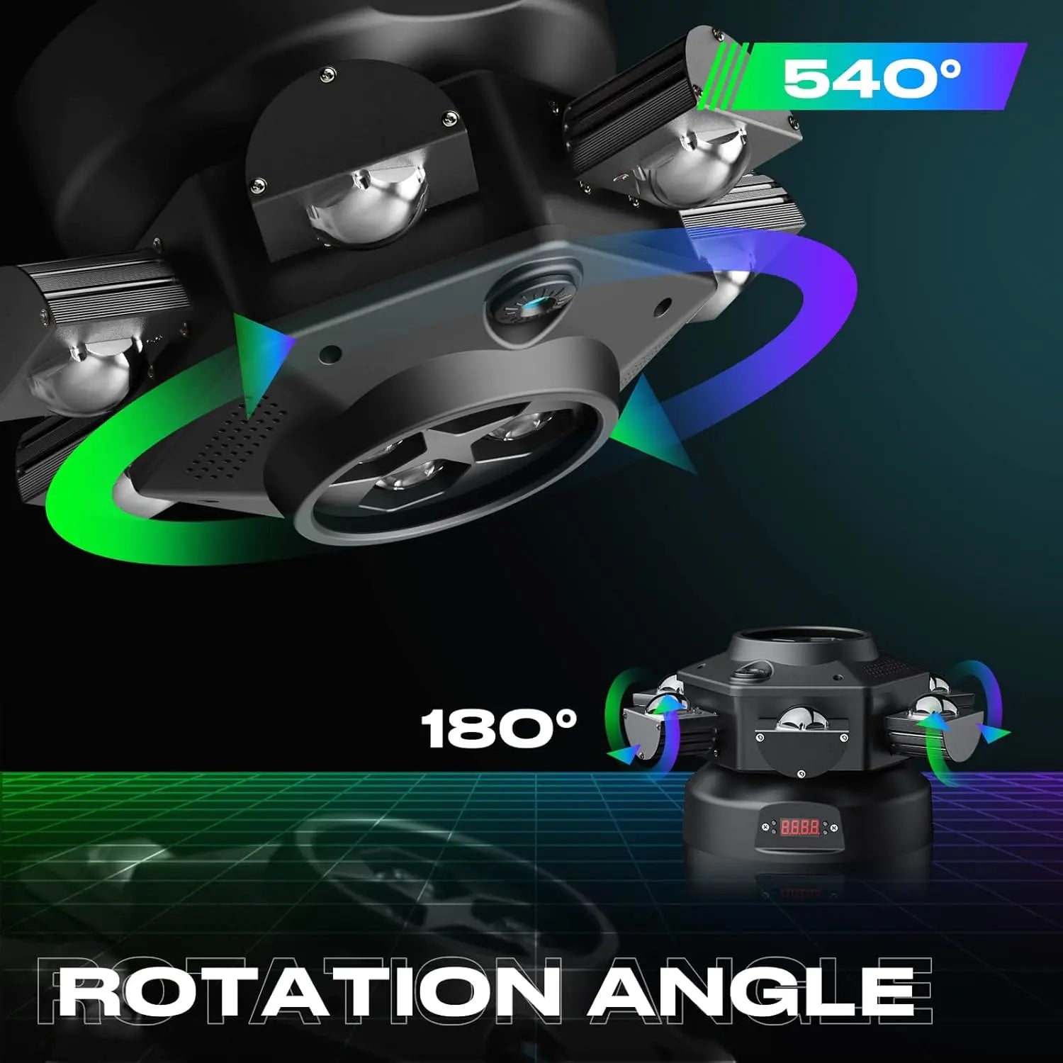 🔥Christmas Promotion $119.99🔥-150W Party Light: RGBW Moving Head with Voice Control & 6 LED Arms