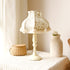 Vintage Lace Bedside Lamp - Romantic Princess Style - Wooden Base with Fabric Shade - Retro Bedroom Nightstand Light