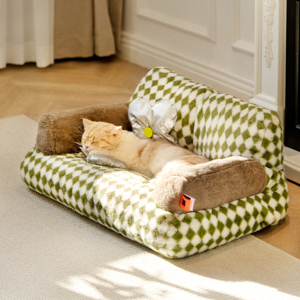 Green Checkered Pet Bed - Beautiful and Elegant