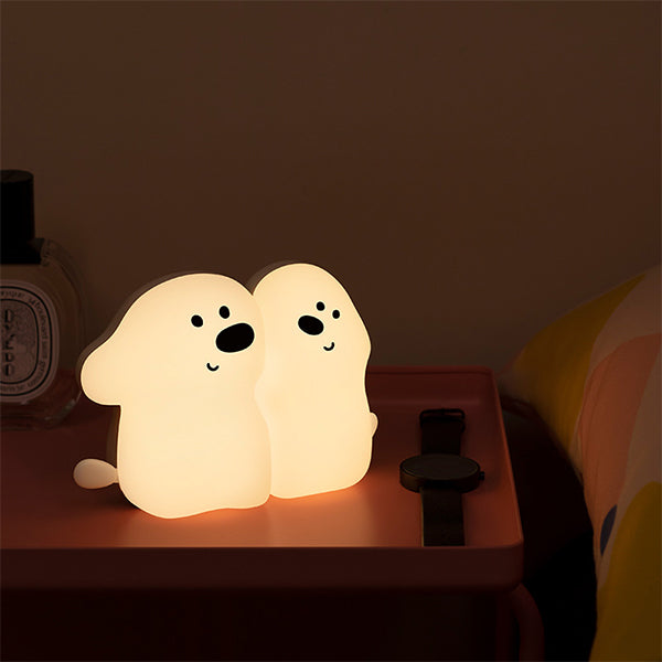 Snuggle Puppy Lamp - Soft Silicone Night Light - Adorable Bedside Lamp for Kids - Cozy Glow for Any Room