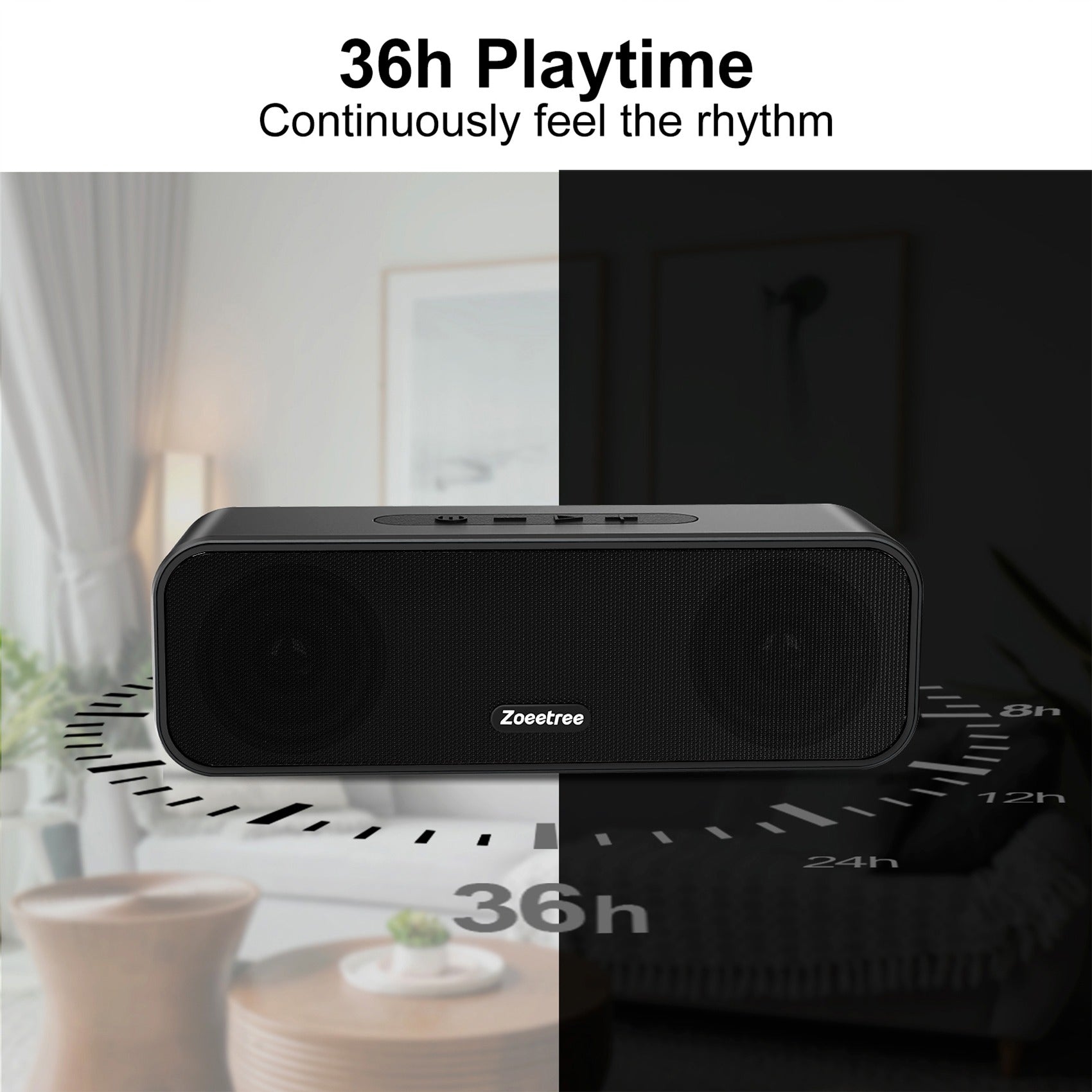 Wireless Bluetooth Speaker - 12W Stereo Sound - Portable Design - Black - Orange - Blue