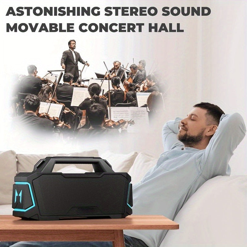 Portable Bluetooth Speaker - 100W Deep Bass - 6-Driver Surround Sound - KTV & Hi-Fi Modes - Wireless Outdoor Speaker - Built-in Handle Design